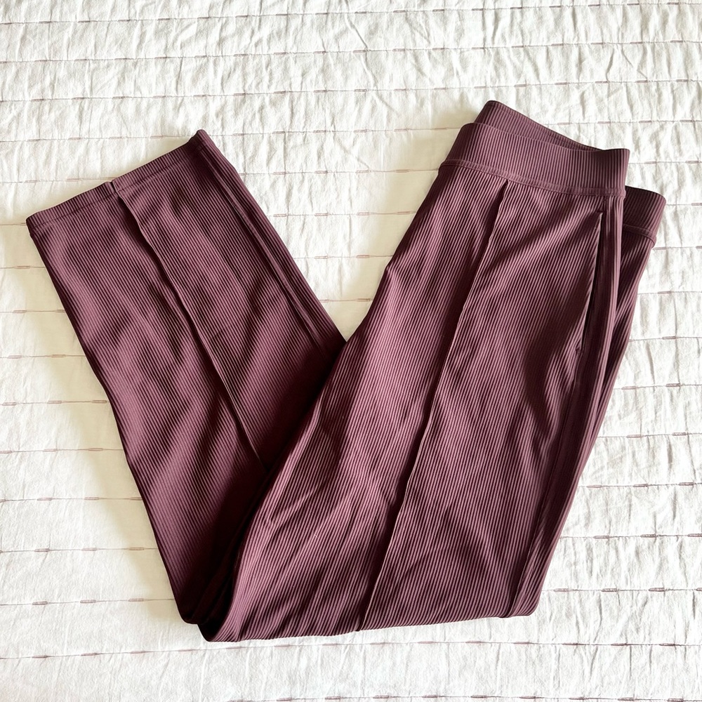 Lululemon Urban Strides Super High-Rise Ribbed Stretch work pants in Maroon